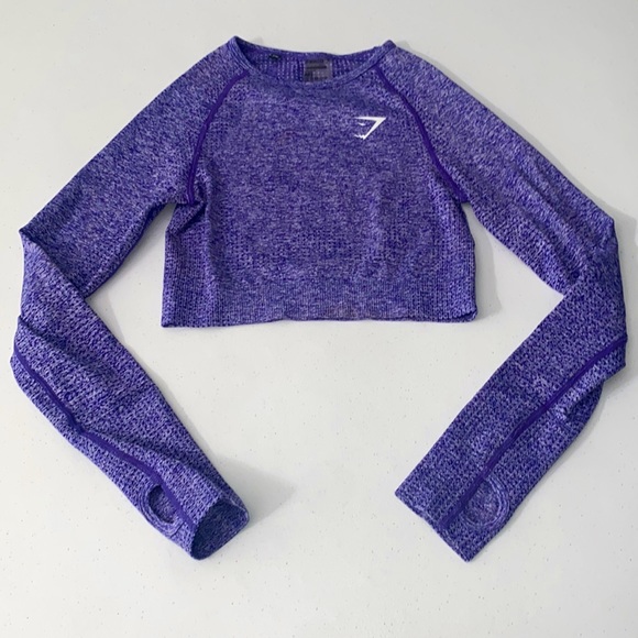 Gymshark Tops - Gymshark Vital Seamless Long Sleeve Athletic Workout Purple Crop Top Size S